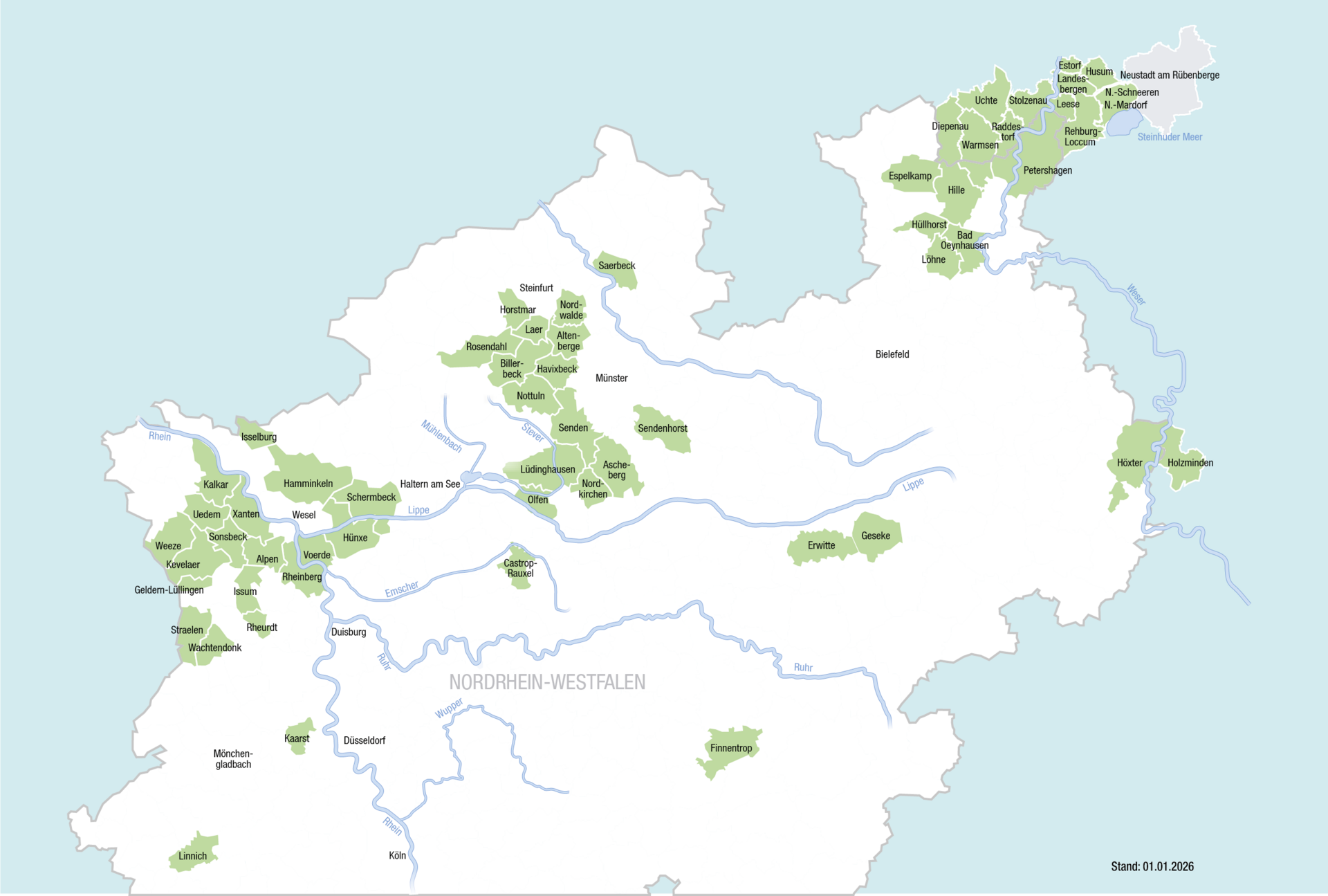 Karte vom GWN-Netzgebiet Gas