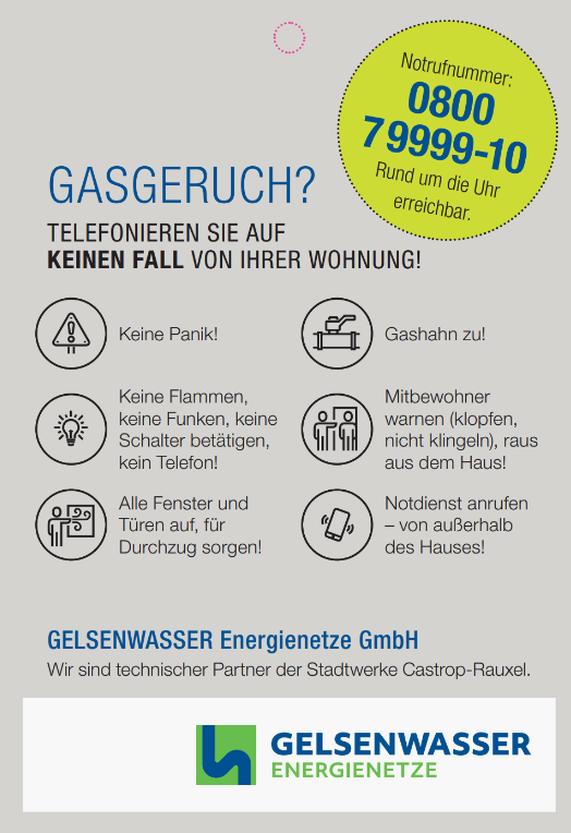 Gas-Notfallkarte der Gelsenwasser Energienetze
